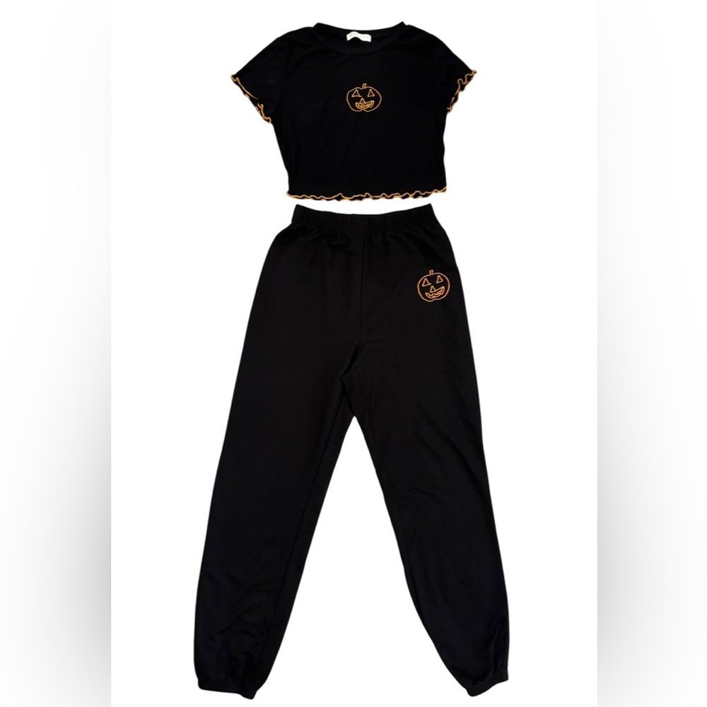 ROMWE Halloween pumpkin sweatpants & top set size S